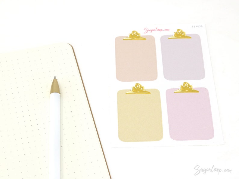 Full Box Clipboard Style Bujo Planner Stickers: Lined Checklist Blank Hand Drawn Pastel Neutral Writeable Work Teacher FBX44 Blank