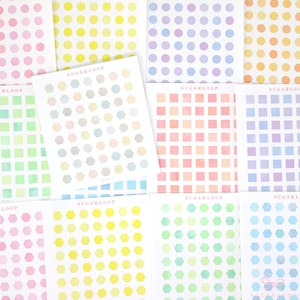 Mini Dot Hexagon Circle Square Planner & Journal Stickers: Quarter Inch 0.25” (6 mm) | Tracker Color Code Day Date Month Writeable DOT36