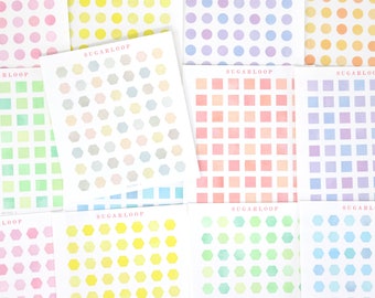 Hexagon Dot Circle Square Bujo Planner Stickers: Quarter Inch 0.25” (6 mm) | Rainbow Tracker Color Code Day Date Month Writeable DOT36