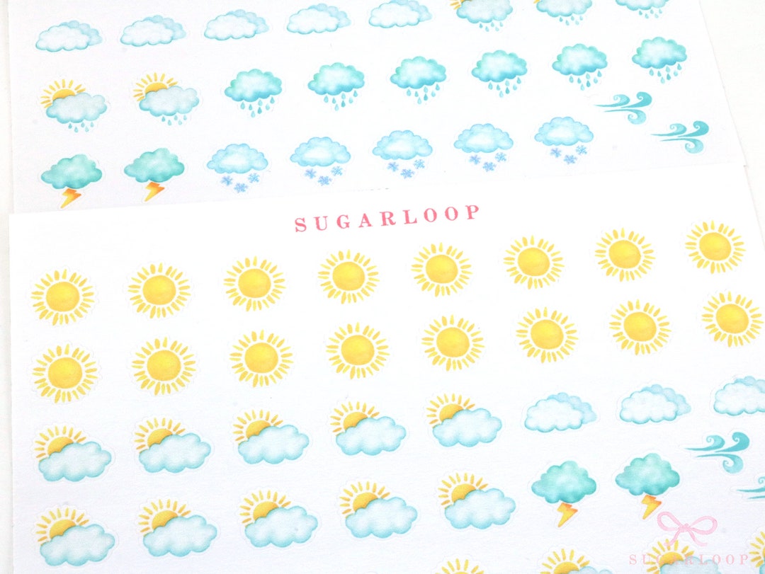Watercolor Weather Kit Bujo Planner Stickers Bullet Journal Set Sunny ...