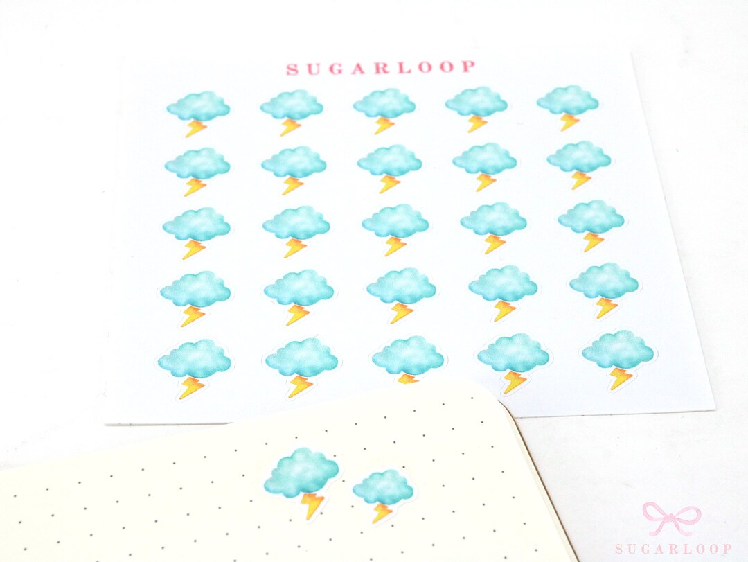Watercolor Storm Cloud Planner Stickers: Weather Icons - Etsy