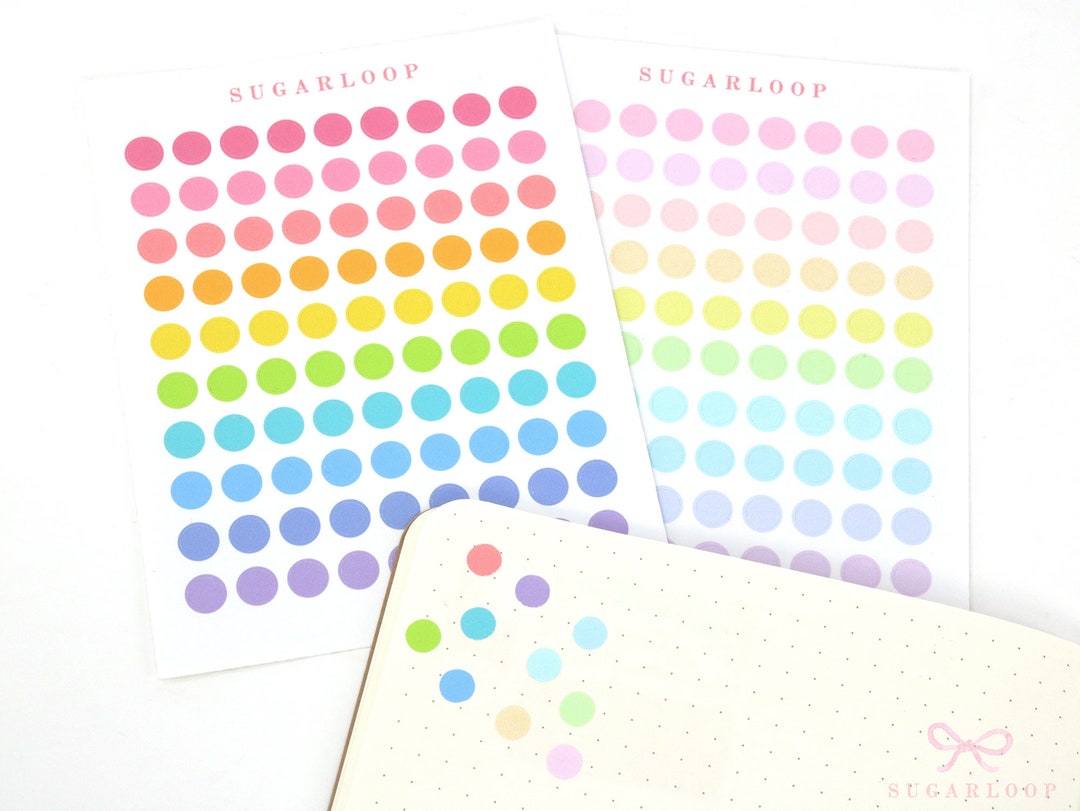 Rainbow Dot Planner and Journal Stickers: Rainbow Bullet Points (0.25 ...
