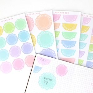 Round Bujo & Planner Deco Label Stickers: Doily Style Scalloped Edge Days Dates Months Task DIY Calendar Reminder Header Title To Do DLY3 All Sheets, 15% off