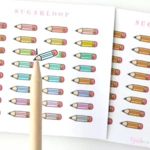 Niedliche Kawaii Doodle Bleistift Planer & Journal Aufkleber | Lehrer Schule Arbeit Büro Studium Stundenplan Schreiben Mama Hausaufgaben Hobo TN HBY1