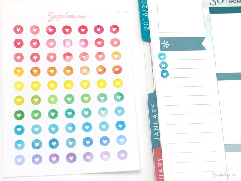 Mini Tiny Dots Heart Round Circle Bujo Planner Stickers: 0.25 6 mm Color Code Checklist To Do Task Chore Rainbow DOT24 image 4