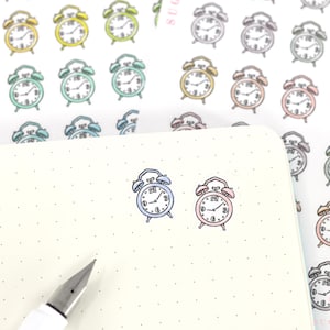 Zeit Wecker Bujo Planer Stickers: Pastell | Handgezeichnete Doodle Erinnerung Terminplaner Termin Schule Arbeit Lehrer Mama Journaling APP6