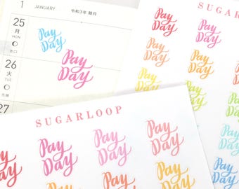Payday Planner and Journal Stickers: Script Rainbow Brush Lettered Journaling