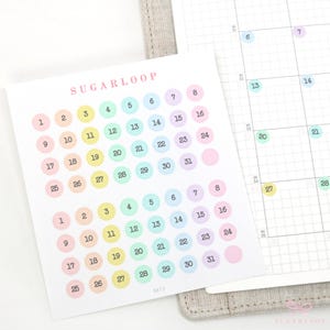 Pastell Mini Date Dot Bujo Planer Aufkleber: 6 mm | Countdown Day Cover DIY Kalenderzahlen Undatiert Hobo TN DAT2
