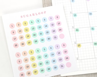 Pastel Mini Date Planner and Journal Stickers  (6 mm)