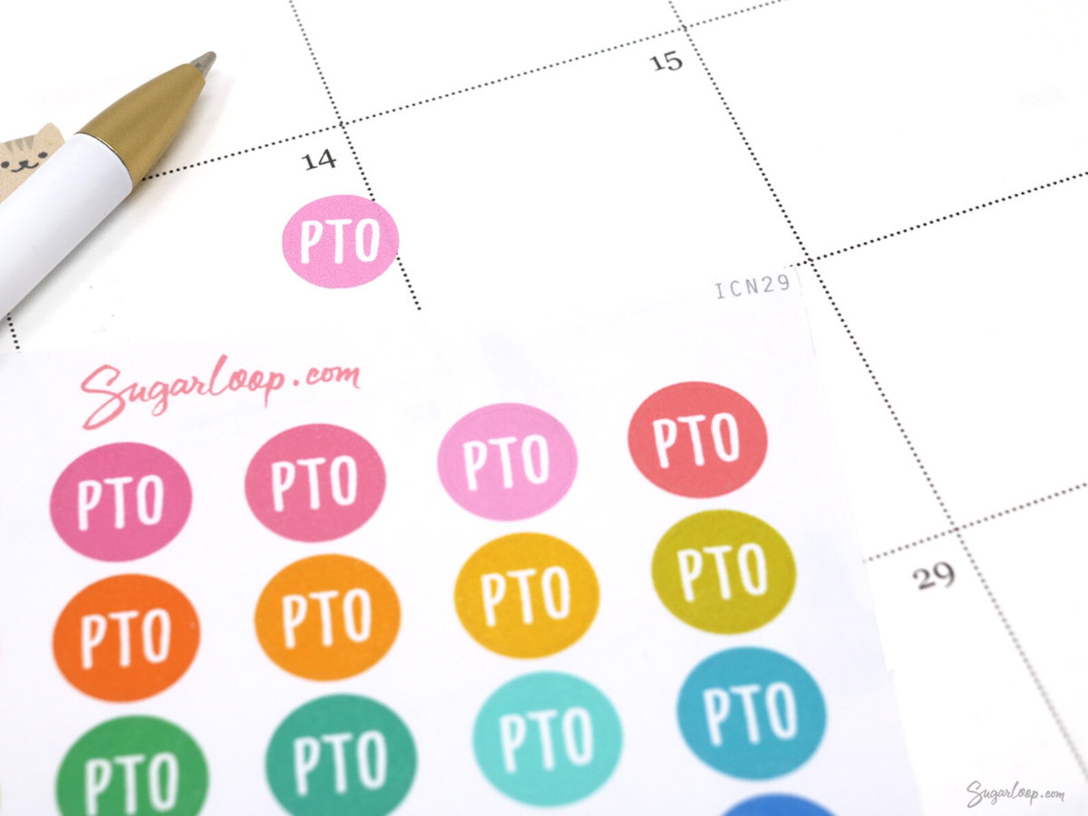 PTO Planner Stickers 30 Rainbow PTO Icon Stickers for Paid Etsy