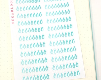 Water Drop Hydration Tracker Planner and Journal Stickers: Fitness, Health Icons