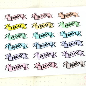Today Banner Planner and Journal Stickers: Pastel, Journaling Labels, Work, Hobo image 12