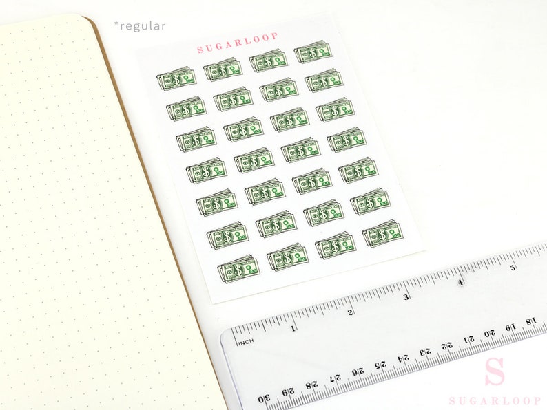 Payday Greenback Bujo Planner Stickers Journal Dollar Bill Tiny Money Stack Money Tracker Spending Expenses Budget Finance Travel FIN4 Stack - Regular