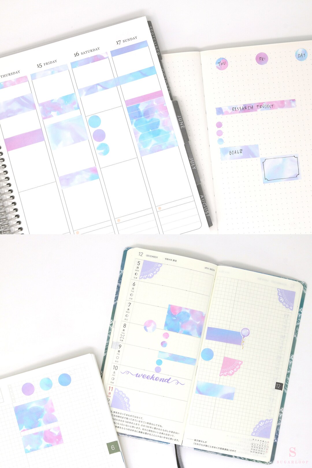 Purple Watercolor Planner and Journal Stickers: Full Box, Scrapbook ...
