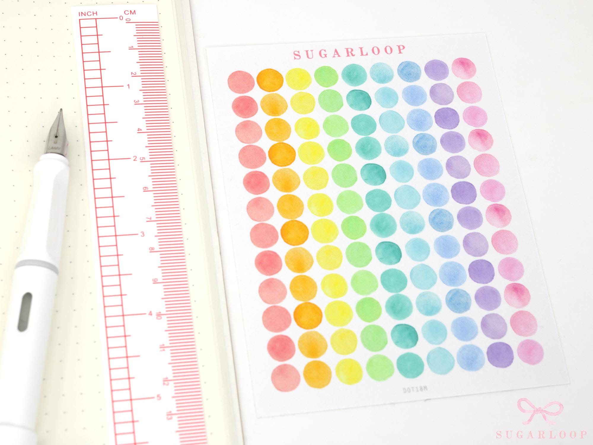 Watercolor Dots Planner and Journal Stickers: Rainbow Bullet Point ...
