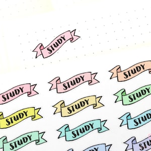 Study Header Planner and Journal Stickers: Pastel, Journaling, Hobo
