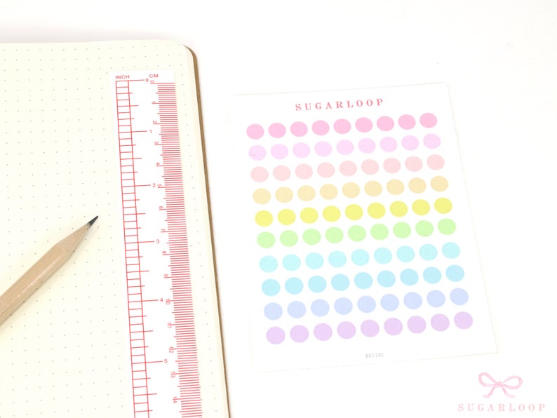 Rainbow Dot Planner and Journal Stickers: Rainbow Bullet Points (0.25 ...