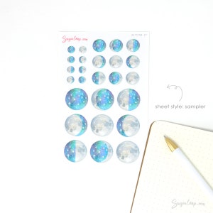 Moon Lunar Cycle Phases Bujo Planner Stickers Whimsical Watercolor Hand Drawn Celestial DAT37 image 7