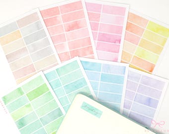 Quarter Box Planner and Journal Stickers: Watercolor