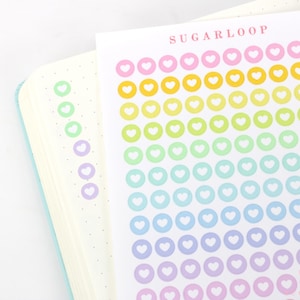 Mini Tiny Dots Heart Round Circle Bujo Planner Stickers: 0.25”(6 mm) | Color Code Checklist To Do Tasks Chores Rainbow  DOT13