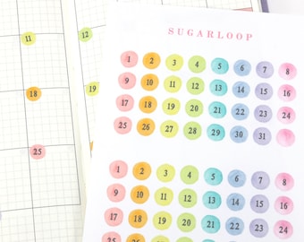 Watercolor Date Dot Planner and Journal Stickers: Calendar, Diary DIY
