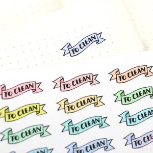 To Clean, Housework, Planner and Journal Stickers: Pastel, journal, Hobo, Journaling