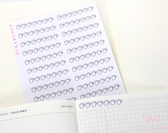 Coffee Tea Weekly Habit Tracker Log - Planner and Journal Stickers