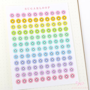 Mini Tiny Star Dots Round Circle Bujo Planner Stickers: 0.25”(6 mm) | Kawaii Color Code Checklist To Do Tasks Chores Hobo EC DOT16