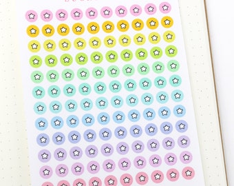 Star Dot Planner and Journal Stickers: Rainbow Bullet Point Checklist Stickers (0.25in/6 mm)