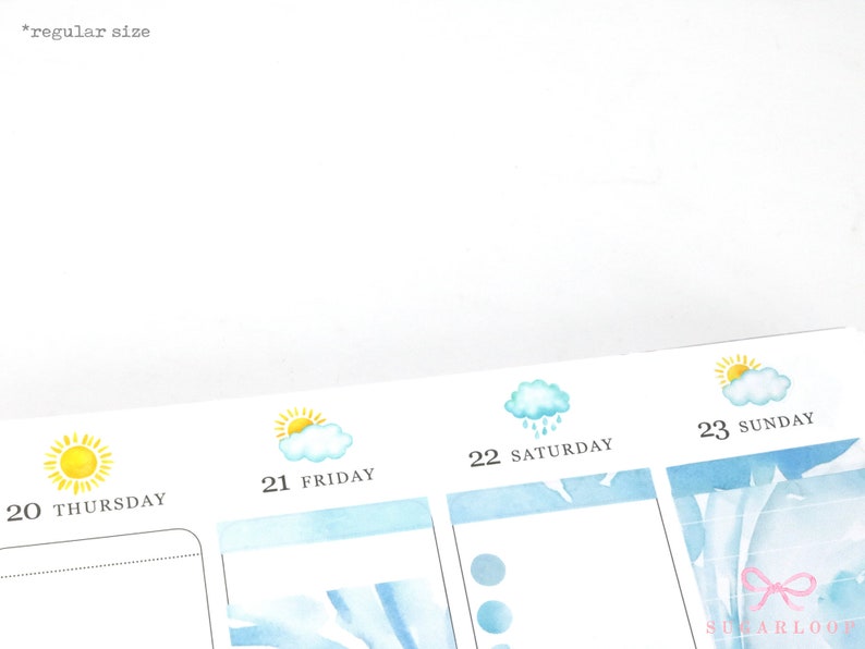 Watercolor Weather Kit Bujo Planner Stickers Bullet Journal Set Sunny Rainy Partly Cloudy Storm Season Daily Weekly Monthly Icon WWC1 image 3