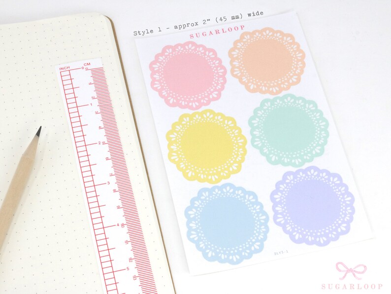 Round Bujo & Planner Deco Label Stickers: Doily Style Scalloped Edge Days Dates Months Task DIY Calendar Reminder Header Title To Do DLY3 1. Full Circle 45 mm