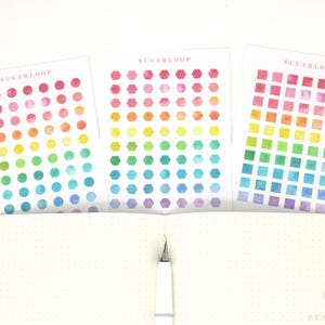 Watercolor Planner and Journal Stickers: Rainbow Bullet Point Checklist Stickers (0.25in/6 mm)