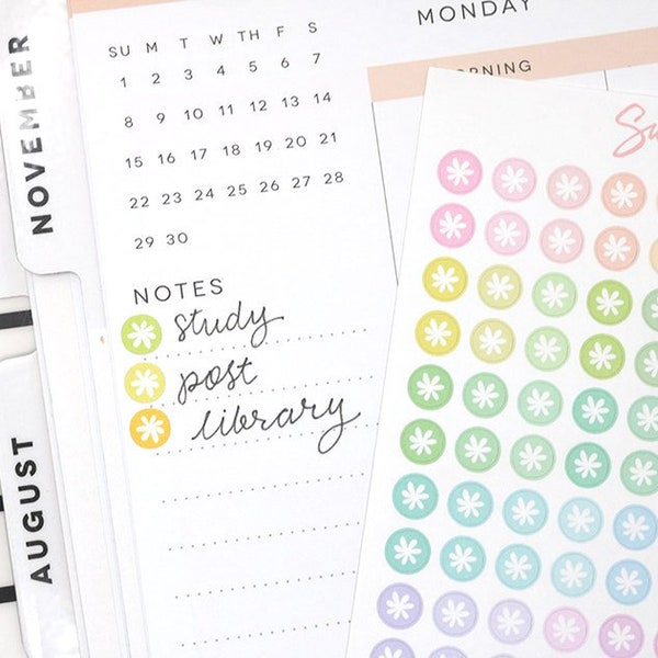 Mini Tiny Dots Asterisk Round Circle Bujo Planner Stickers: 0.25”(6 mm) | Multicolor Checklist To Do Task Chore Rainbow  DOT1