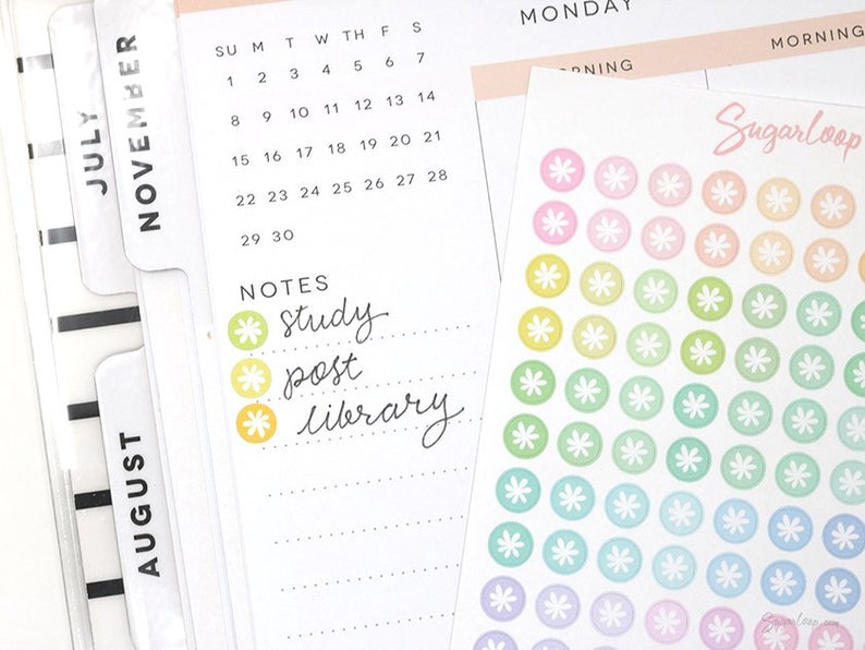 Mini Tiny Dots Asterisk Round Circle Bujo Planner Stickers: 0.256 mm Multicolor Checklist To Do Task Chore Rainbow DOT1 image 1