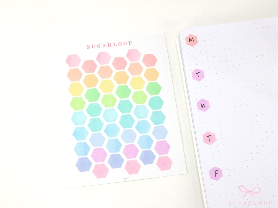 Watercolor Hexagon Planner and Journal Stickers: DIY, Colorcode ...
