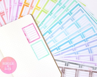 Watercolor Checklist Planner and Journal Stickers: Color Code, Checklists, Bullet Points, Tasks, Lists