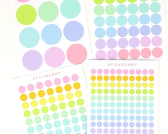 Agenda rond coloré et feuille d'autocollants pour journal intime : listes de contrôle des codes de couleur arc-en-ciel