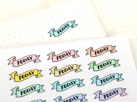 Today Banner Planner and Journal Stickers: Pastel, Journaling Labels, Work, Hobo