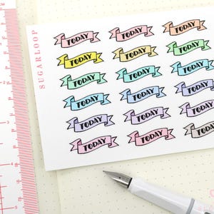 Today Banner Planner and Journal Stickers: Pastel, Journaling Labels, Work, Hobo image 7