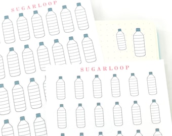 Pegatinas para agenda y diario de botellas de agua: Rastreador de hidratación, para colorear.