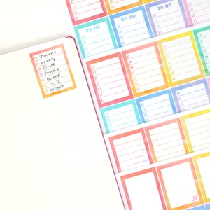 Full Box Checklist Bujo Planner Stickers: Watercolor Rainbow | Checkbox Work Teacher Mom School Chores Lined To Do Trackers FBX24