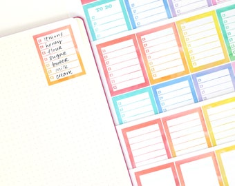 Full Box Checklist Bujo Planner Stickers: Watercolor Rainbow | Checkbox Work Teacher Mom School Chores Lined To Do Trackers FBX24