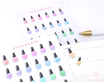 Nail Polish Mani Pedi Bujo Planner Stickers: Rainbow | Manicure Pedicure Beauty Salon Reminder Appointment Spa  Hobo BEA6