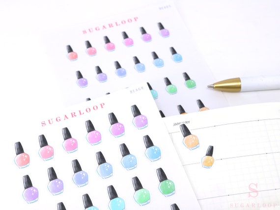 Planner sticker nail polish nails paint kawaii sweet filofax travellers notebook Happy Planner Hobonichi Kikki K Bullet Journal