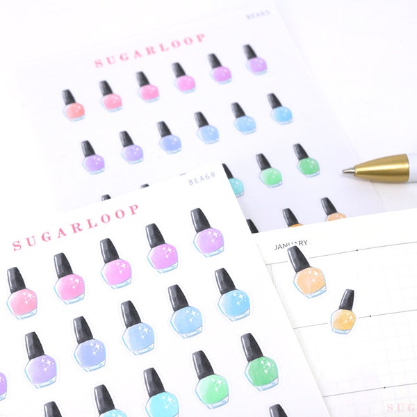 Nail Polish Mani Pedi Bujo Planner Stickers: Rainbow | Manicure Pedicure Beauty Salon Reminder Appointment Spa  Hobo BEA6