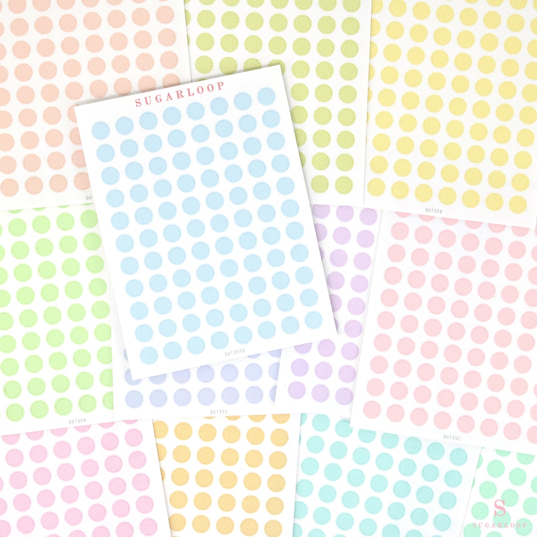 Sticker Point Rouge Pastel Rainbow Dot Planner and Journal Stickers: Rainbow Bullet Points ...