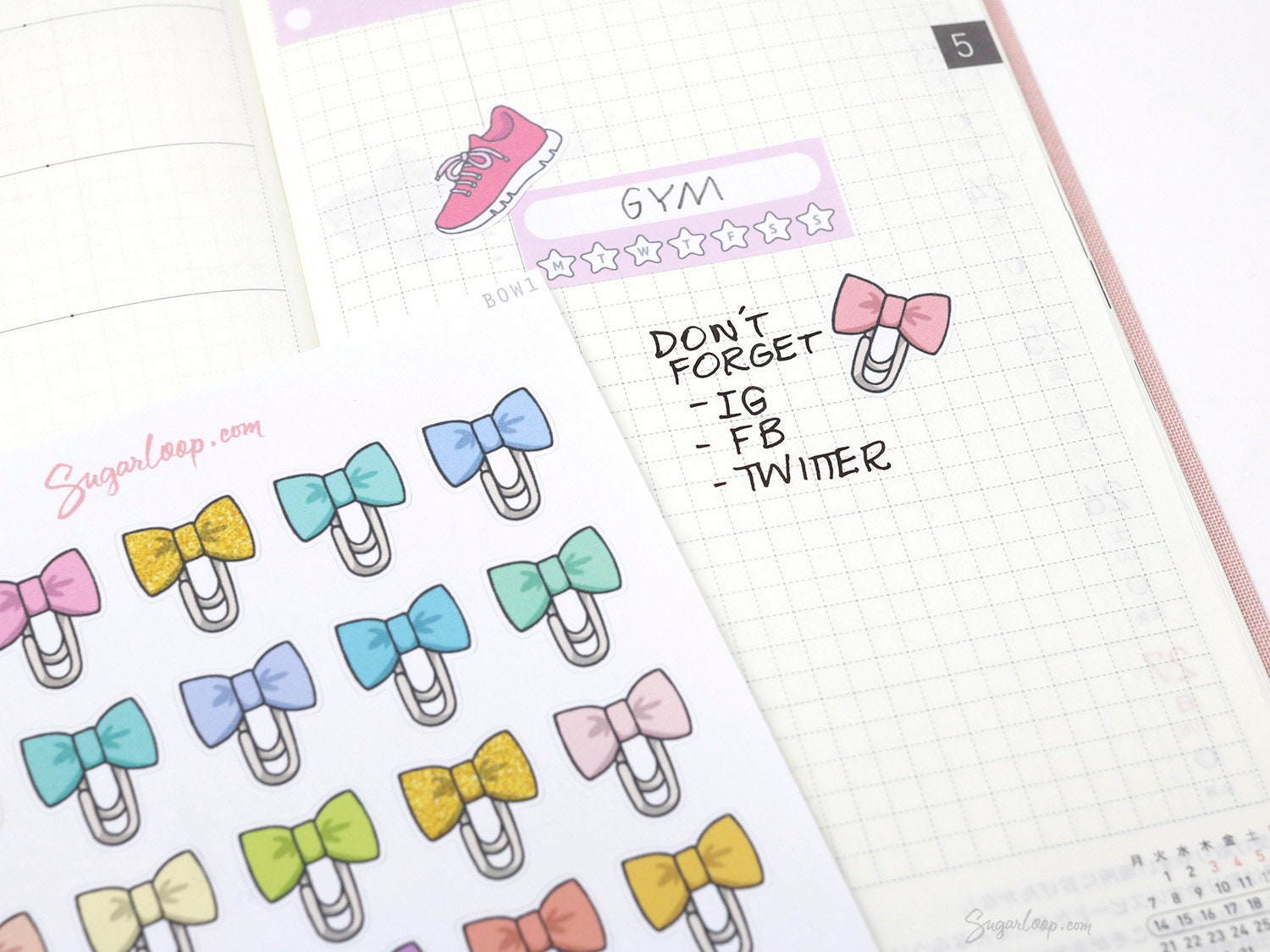 Mantel draad pepermunt 30 Cute Kawaii Bow Paperclip Planner Stickers Appointment - Etsy Finland