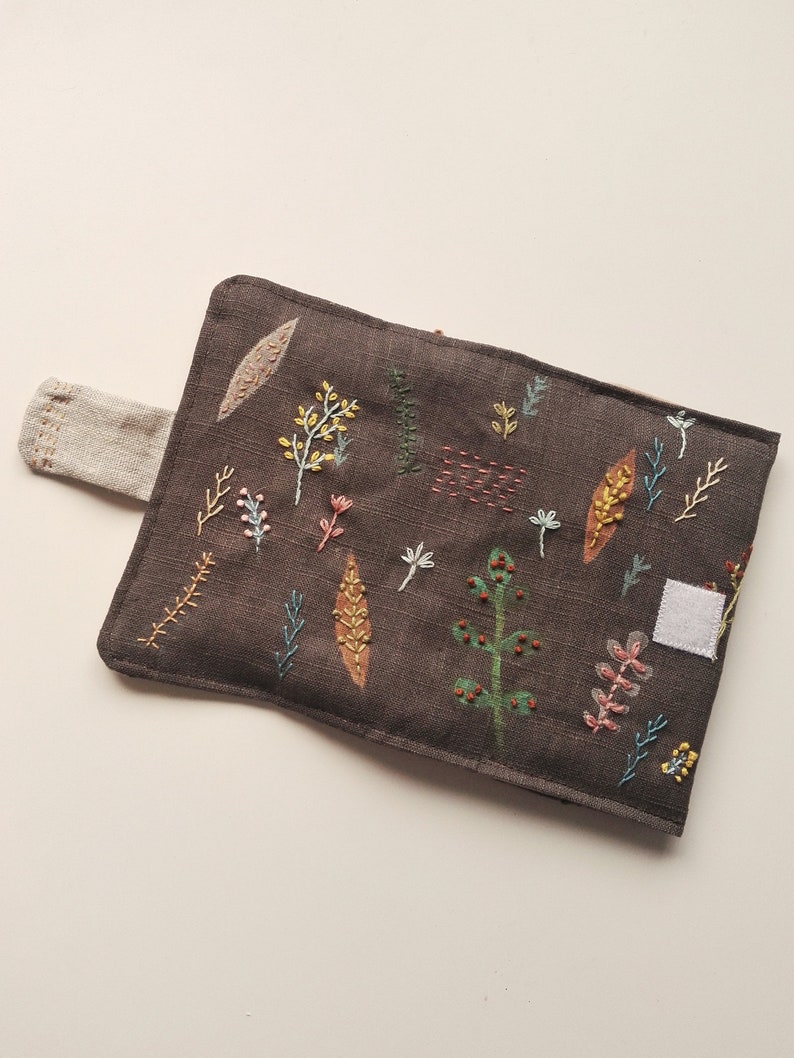 Large Woman's Linen Wallet Hand Painted and Embroidered Etsy