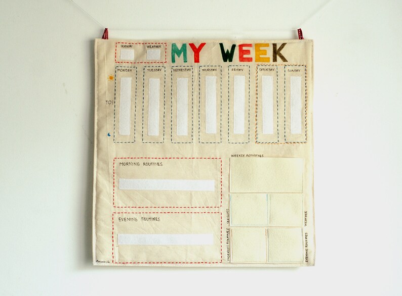 Fabric wall calendar for kids with week and routines and Etsy