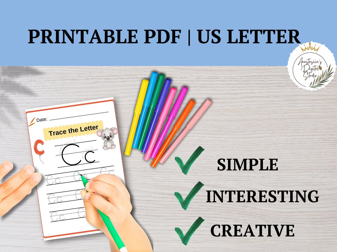 ABC Tracing Letters, Printable Alphabet Letters Worksheet PDF - Etsy